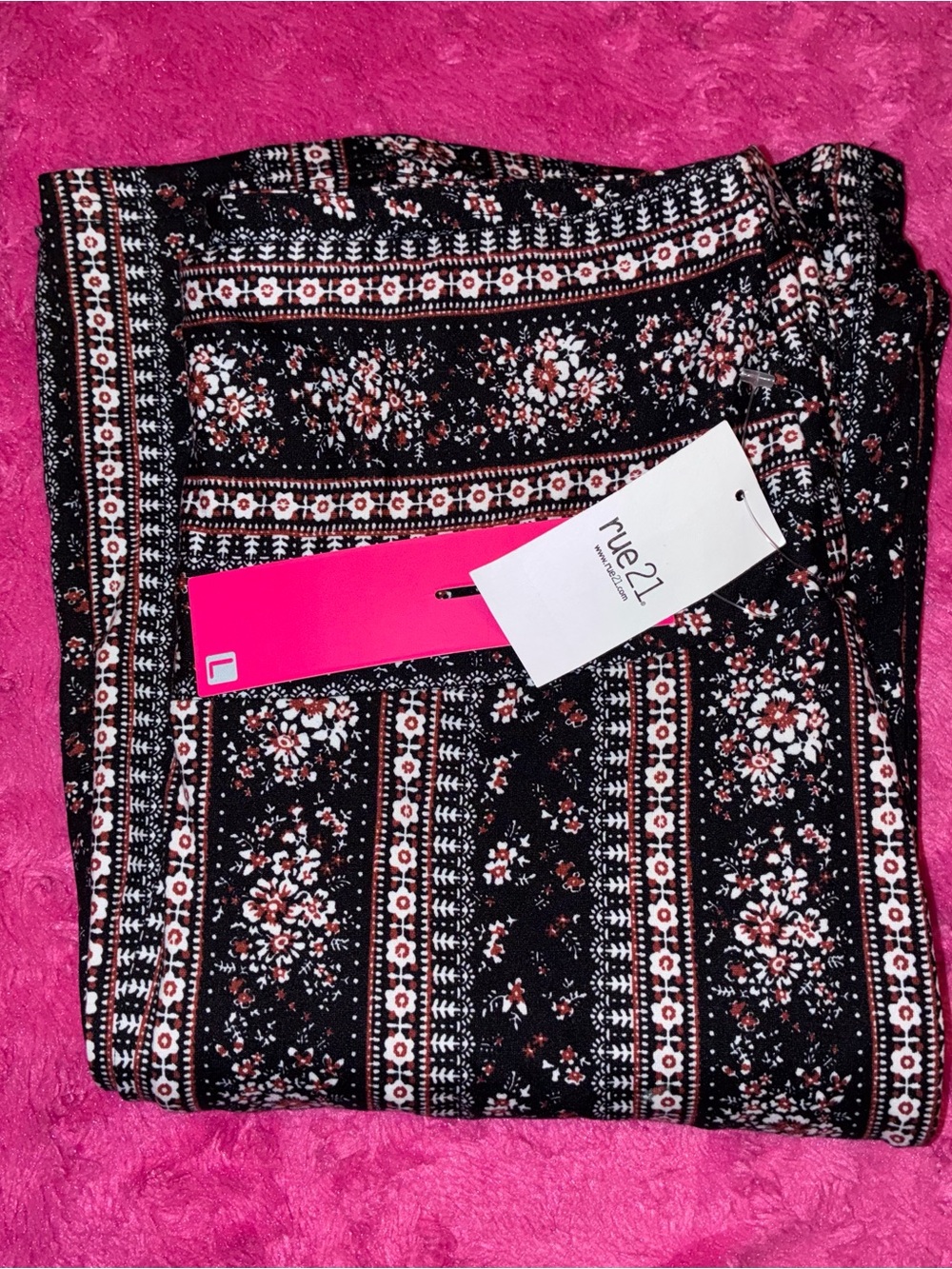 Rue21 Black Floral Flare Pants